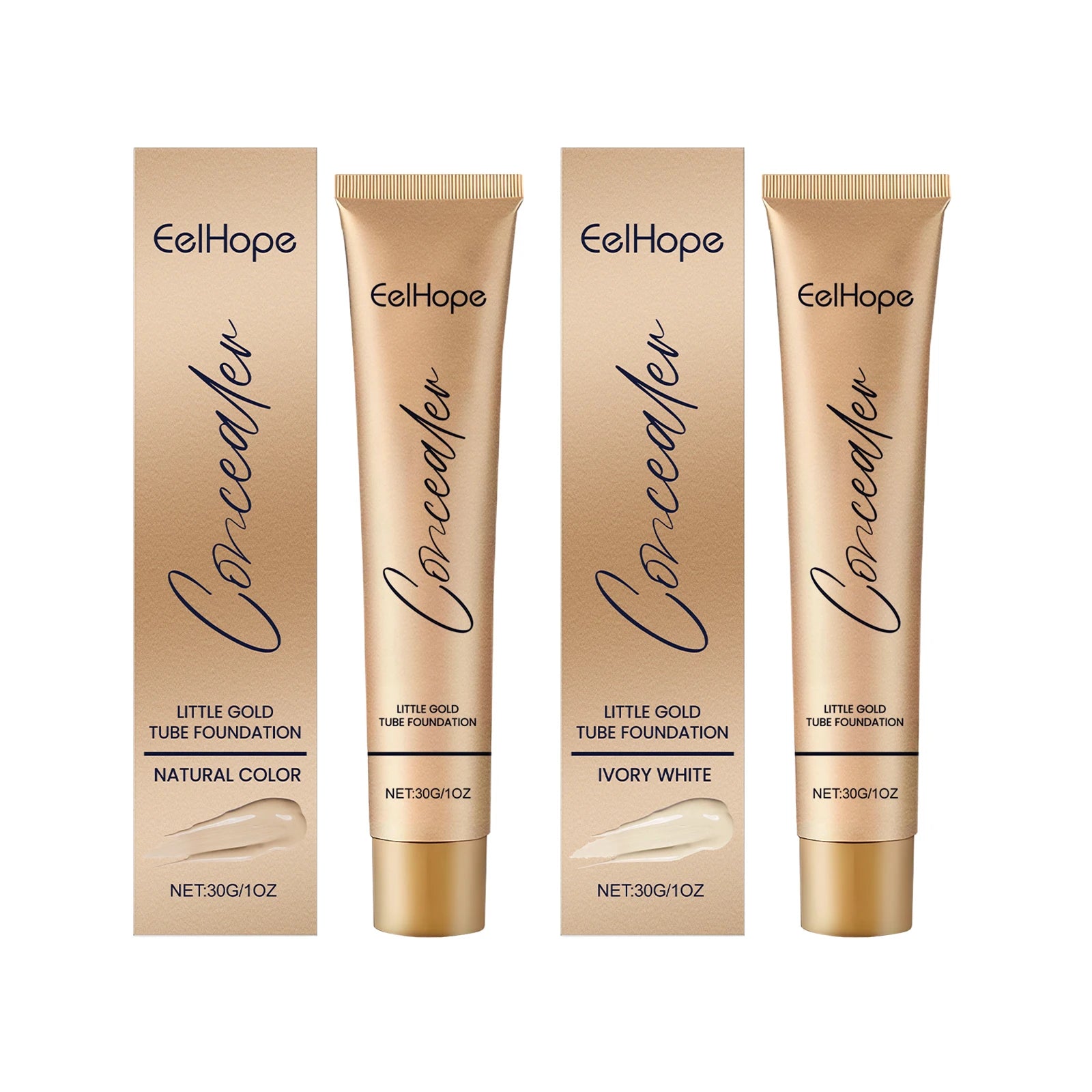 2-in-1 Concealer Little Gold Tube Foundation Moisturizing Long-Lasting Non-cakey Blemishes Regulates Skin Tone Wrinkles Makeup Oasis Select Natural X Ivory