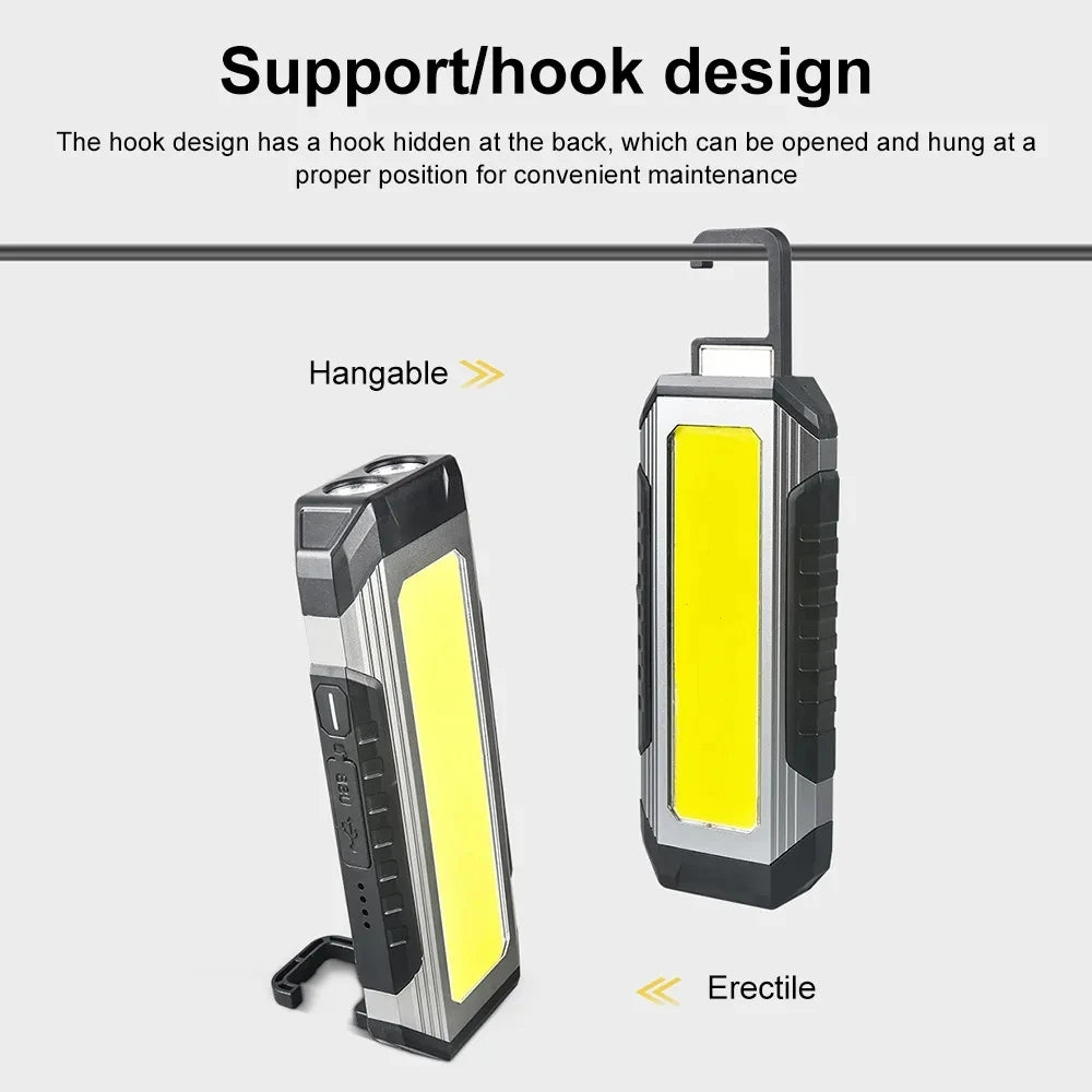 KDULIT Waterproof with Magnet Flashlight Portable COB Work Light LED 4000mAh Flashlights Multimode 18650 Camping Torch Light Oasis Select