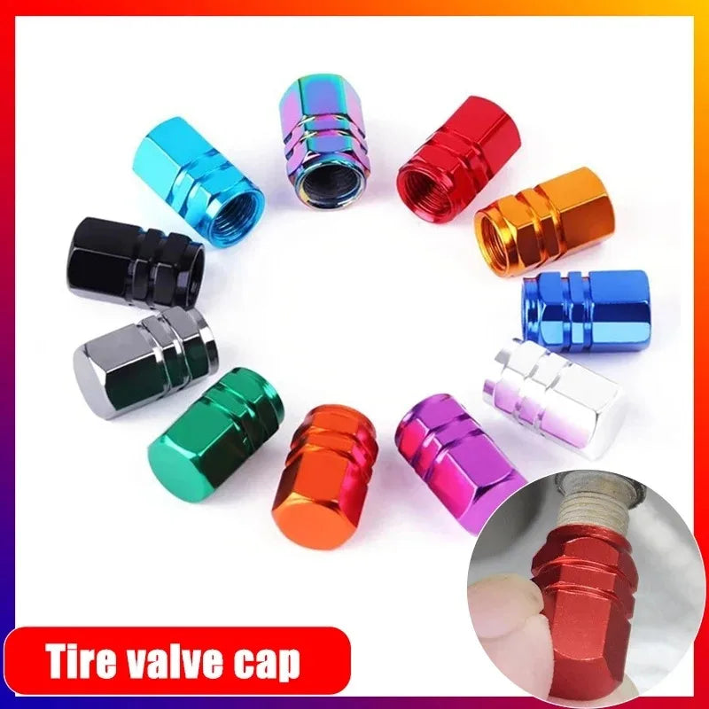 4/8Pcs Aluminum Alloy Car Tire Valve Caps Hex Tyre Valve Stem Cover Air Dust Caps Tire Valve Truck Bike Wheel Rim Valve Stem Cap Oasis Select