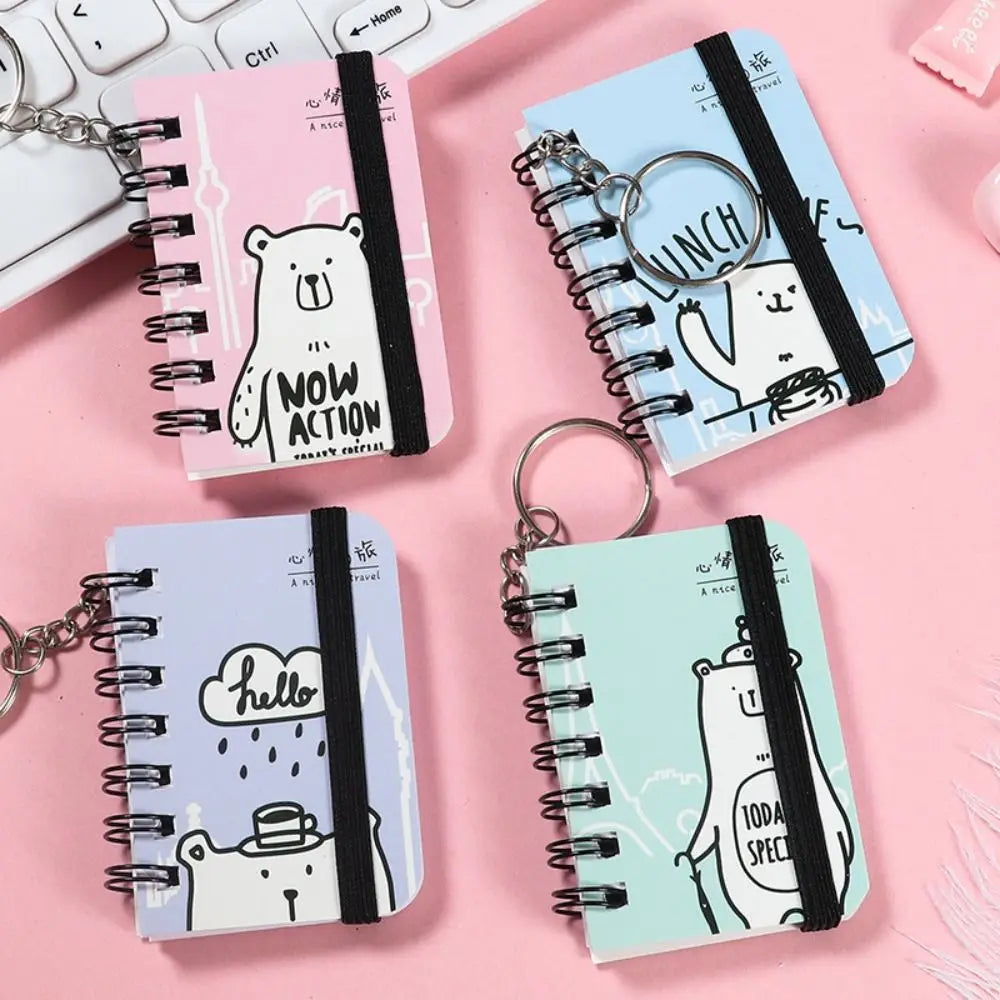 Journal Planner Notebook Keychain Small Book Hanging Mini Notebook Pocket Random Pattern Keychain with Notepad Student Class Oasis Select Bear 1pc