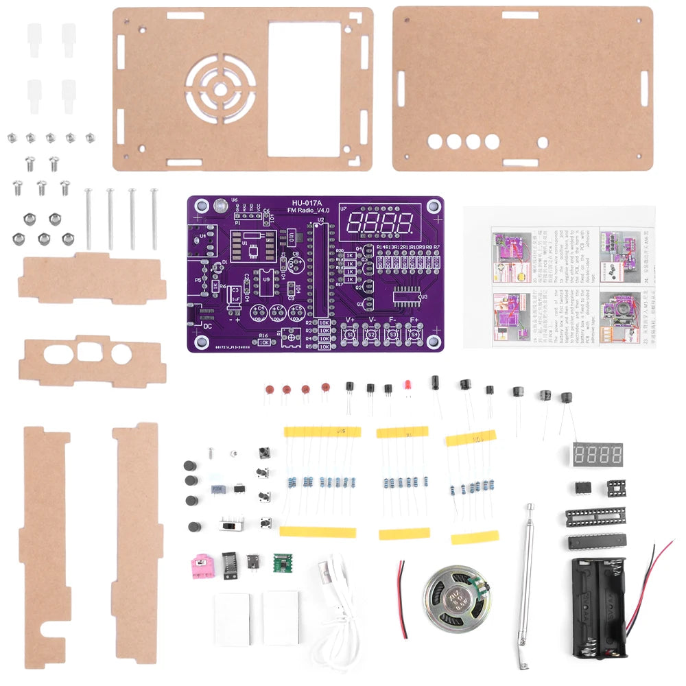 DIY FM Radio Electronic Kit Adjustable Frequency 87-108MHz Digital Display Soldering Project Practice Solder RDA5807S Oasis Select With case 1
