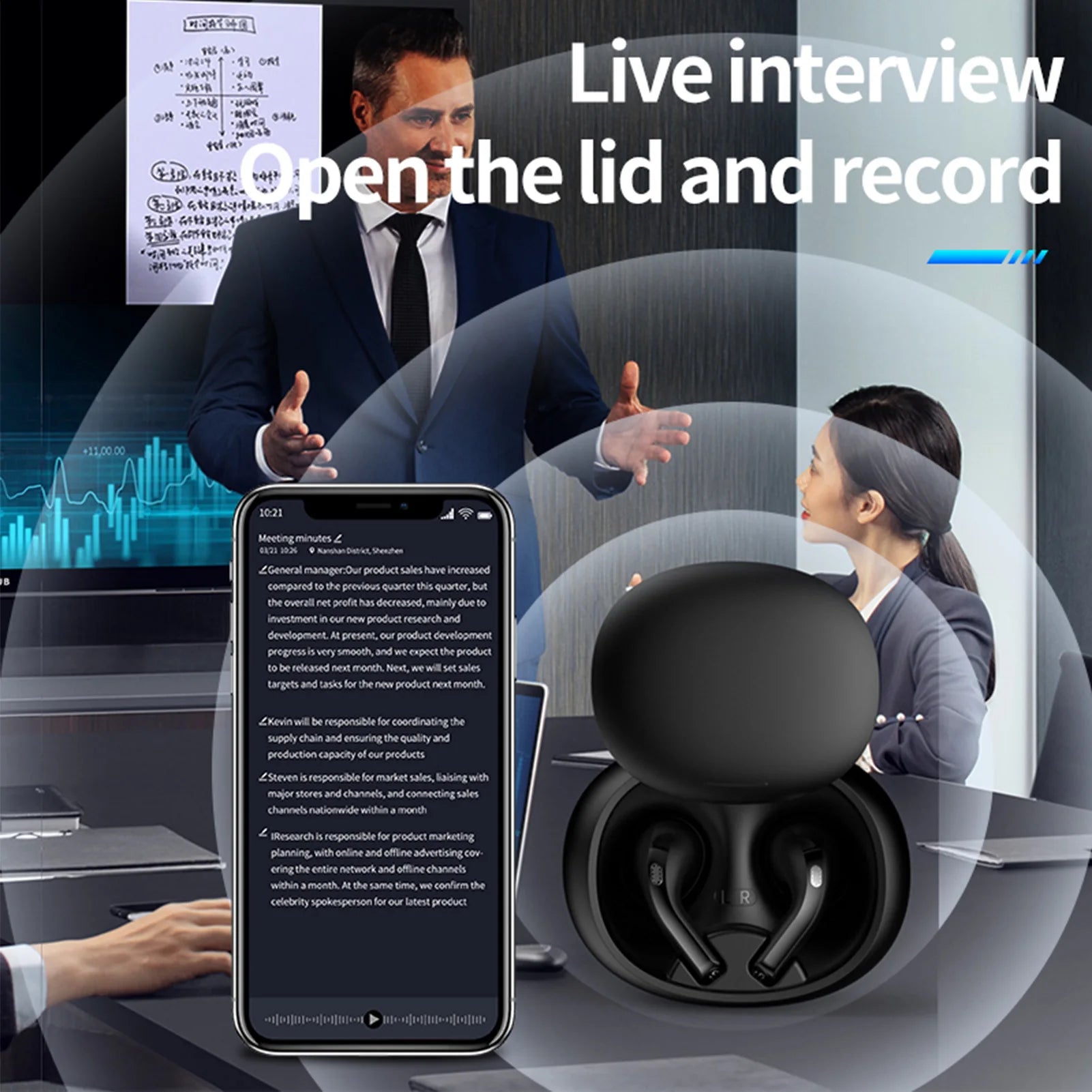 Wireless Translation Earbuds Real Time AI Translator Earbuds for 2 System Smart Phone One Click Recording Noise Cancelling Oasis Select