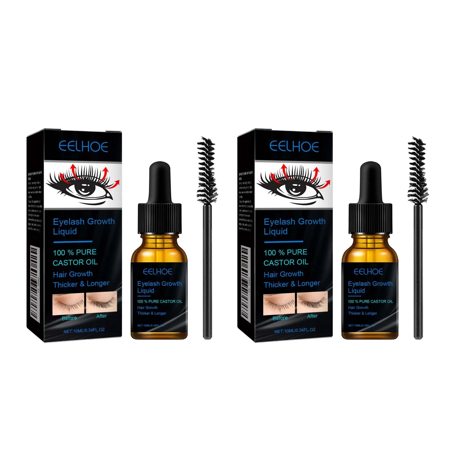 Eyebrows Natural Thick Slender Curl Curl Moist Natural Castor Oil Growth Liquid Serum Extension Eyelash Female Makeup Product Oasis Select 2pcs