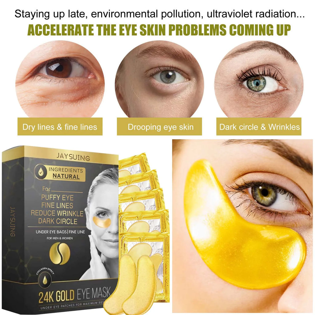 Jaysuing 24K Gold Collagen Eye Masks – Brighten & Firm 5 Pairs Eye Mask Patches Oasis Select