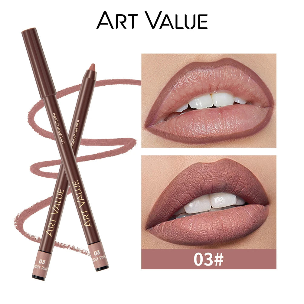 Art Value 12-Color Waterproof Matte Lip Liner Pencil – Long Lasting