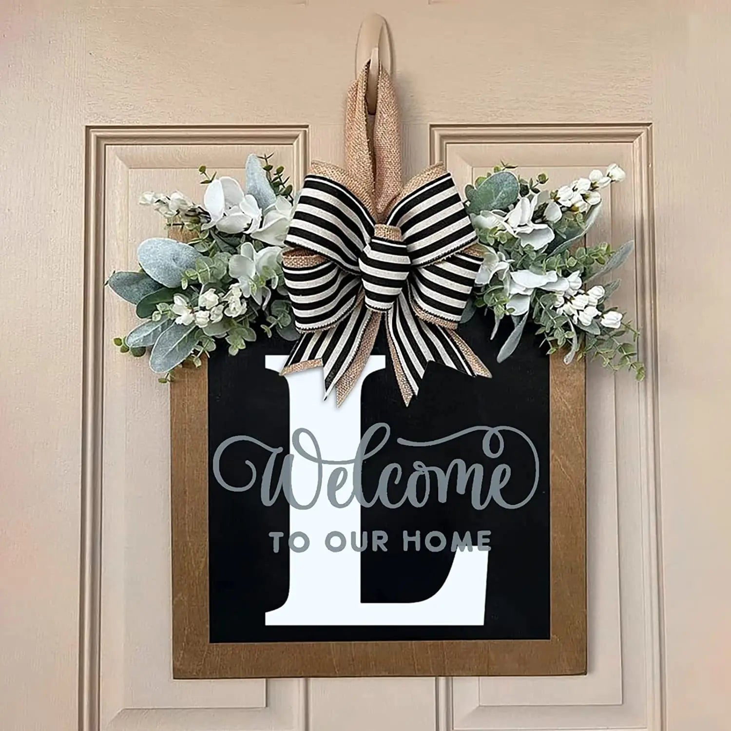 26-letter Personalized Front Door Decoration Door Hangings Layout Props Wooden Crafts Pendants Oasis Select L 40X40CM