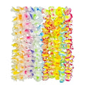 12-60PCS Colorful Tropical Flower Necklace for Hula Dance Summer Beach Pool Birthday Party Decoration Favors Hawaiian Garland Oasis Select Random Color 1Bag-12PCS