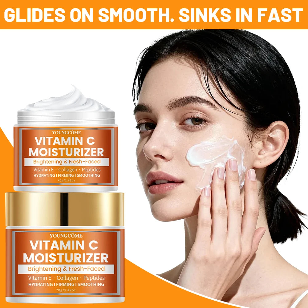YOUNGCOME Vitamin C Moisturizer with Collagen Peptides Hydrating Firming Smoothing Non-Greasy Daily Cream for Healthy Glow Oasis Select
