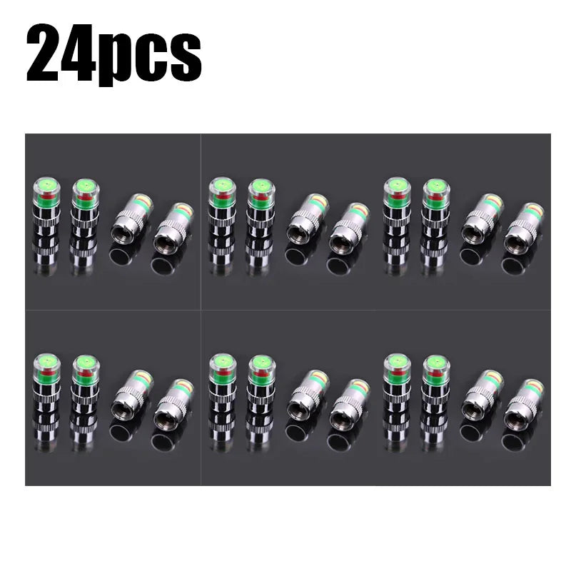 4/24pcs Motorcycle Car Tire Pressure Monitor Valve Cap Sensor Indicator Eye Alert Auto Tire Pressure Inspection Tool Tire Valve Oasis Select 24pcs
