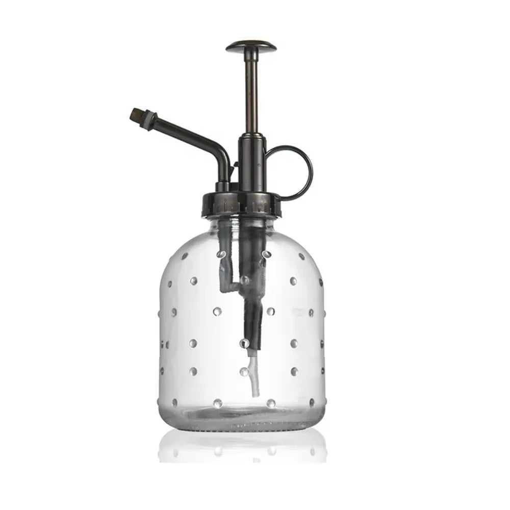 Push-type Glass Spray Bottle Rain Drop Hand Pressure Garden Watering Can Leak-proof Non-slip Bottom Clear Flower Sprayer Oasis Select Bronze 200ml