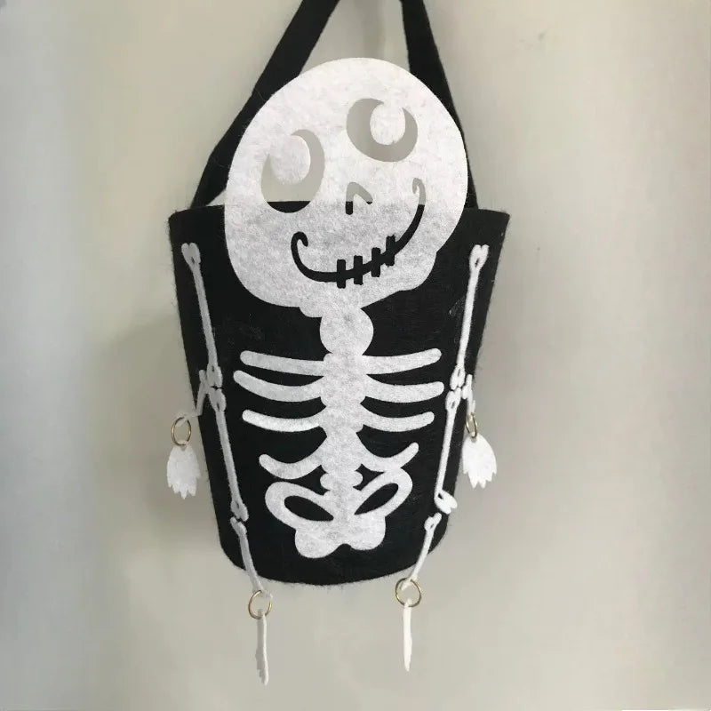 Halloween Theme Candy Bucket Bag Portable Candy Basket Kids Trick or Treat Bucket Halloween Party Decoration Supplies Oasis Select F