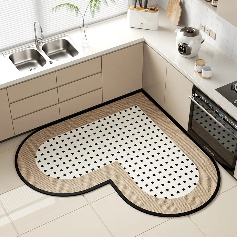 Ins style kitchen heart-shaped diatom mud floor mat kitchen water-absorbent, non-slip, dirt-resistant and easy-care floor mat Oasis Select E 60X60cm
