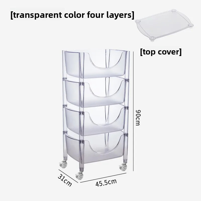 Creative acrylic multi-layer removable shelves ins bedroom kitchen trolley bathroom storage cabinet Oasis Select Transparent 4 layers