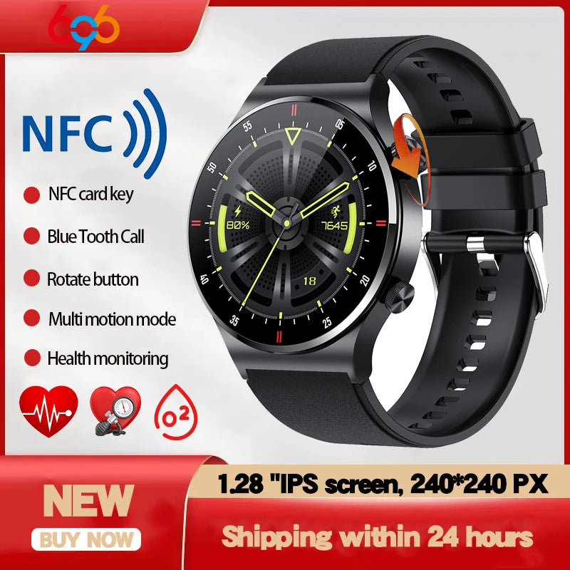 Men Blue Tooth Call Smart Watches NFC Card Key Heart Rate Pressure Health Testing Sports Fitness Tracker Women Smartwatch Music Oasis Select