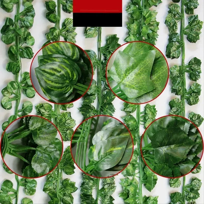 220cm Artificial Liana Vine Wall Hanging Fake Plants Ivy String Leaves Decoration Home Outdoor Garden Wedding Party Decors Oasis Select