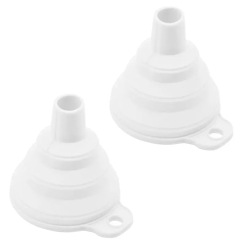 1/2pcs Foldable Funnel Silicone Foldable Portable Funnel For Fuel Funnel Beer Oil Kitchen Accessories Tools Free Delivery Oasis Select white-2pcs-small
