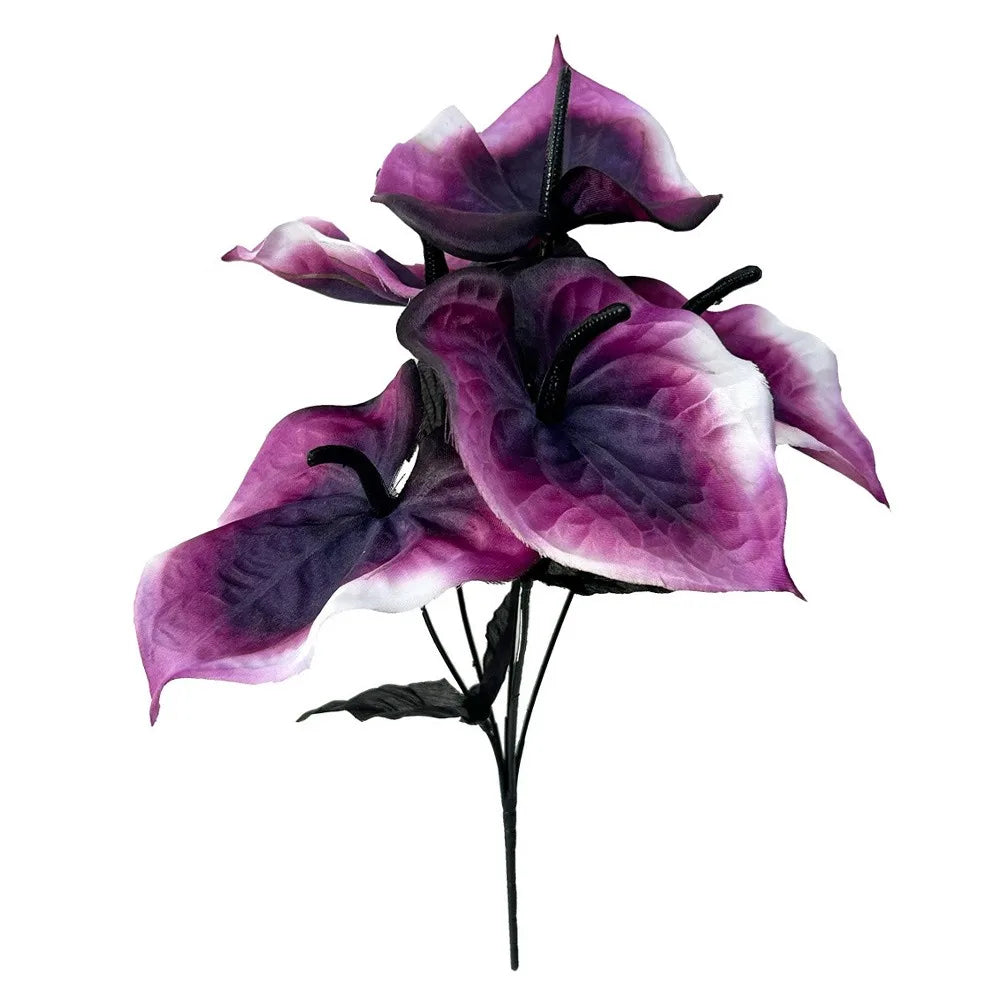 NEW Halloween Artificial Anthurium Multicolor DIY Calla Lily Artificial Flower Accessories Silk Faux Red Palm Flower Arrangement Oasis Select Calla-Purple