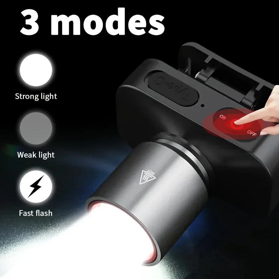 Ultra-Bright LED Headlamp Rechargeable Headlight 3 Modes USB Charging Head Lamp or Auto Repair Camping Fishing Cycling Emergency Oasis Select