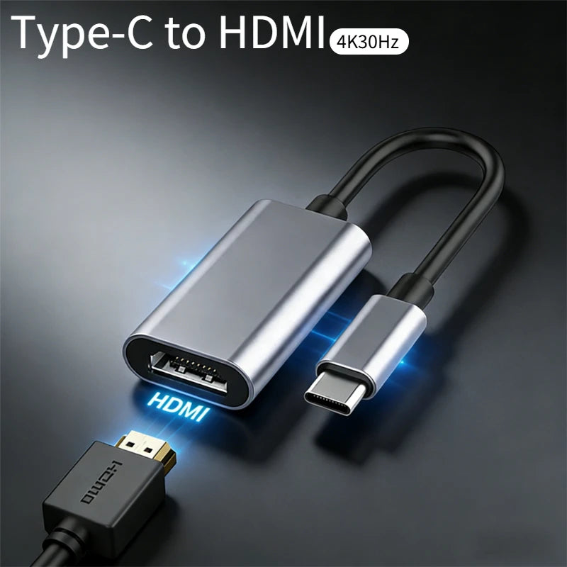 Type C to HDMI-compatible Cable USB C to HDTV Converter HD 4K USB 3.1 HDTV Cable Adapter for MacBook Chromebook Samsung Xiaomi Oasis Select