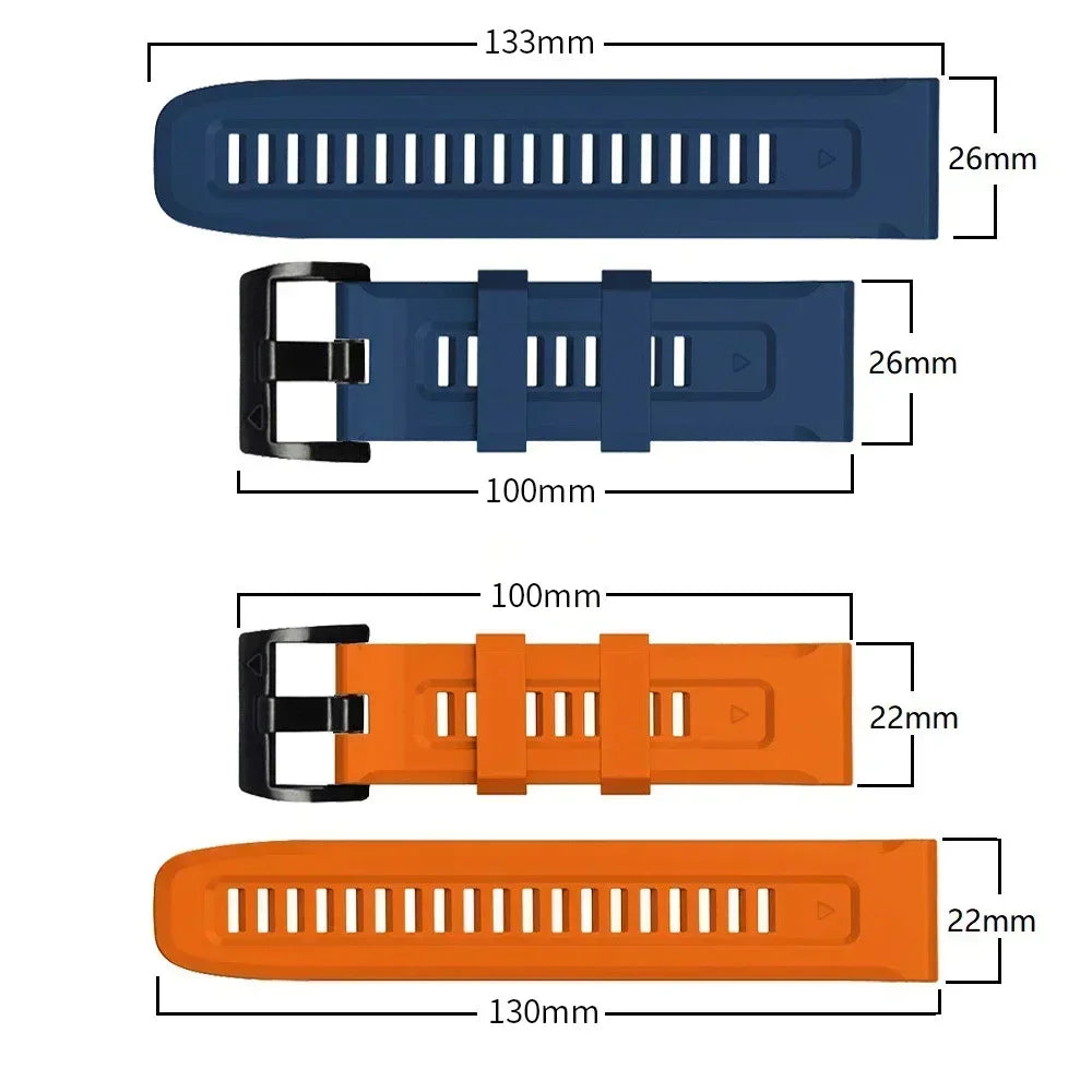 Silicone Watch Band for Garmin Fenix 7X 6X 5X – 22mm & 26mm Smartwatch Band Oasis Select