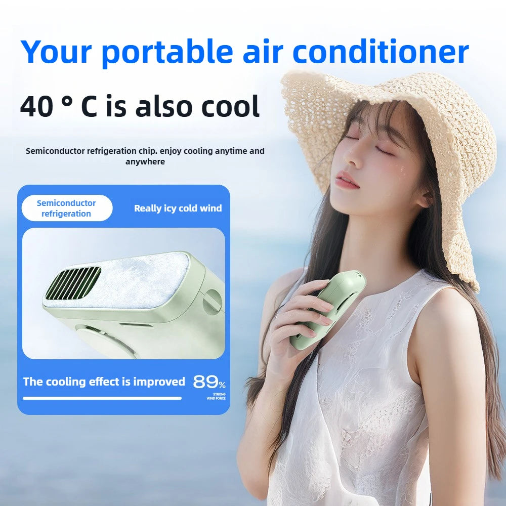 URGGU Mini Portable Fan – USB, Digital Display, Neck & Desktop