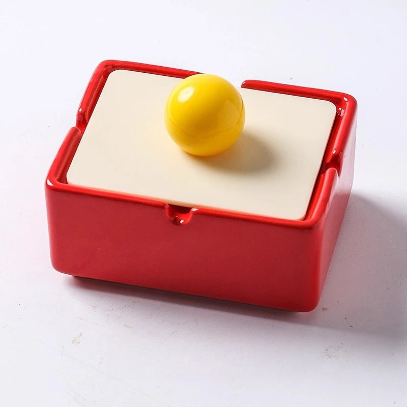 1PC Dopamine Ceramic Creative Ashtray with Lid Anti Ash Home Living Room Tea Table Ornament High Grade Feeling Oasis Select A