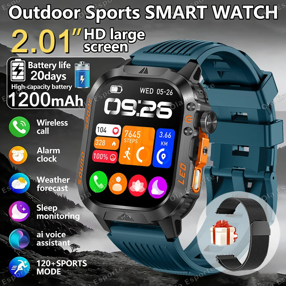 Ola Esporte HT30 Military Smartwatch | LED Flashlight & BT Call