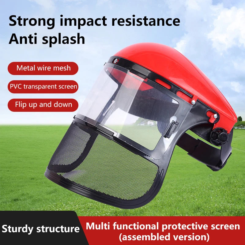 Safety Head-Mounted PVC Protective Mask Anti Splashing Grass Anti Dust Mask For Cutting Hat Avoid Face Screen Protection Mask Oasis Select