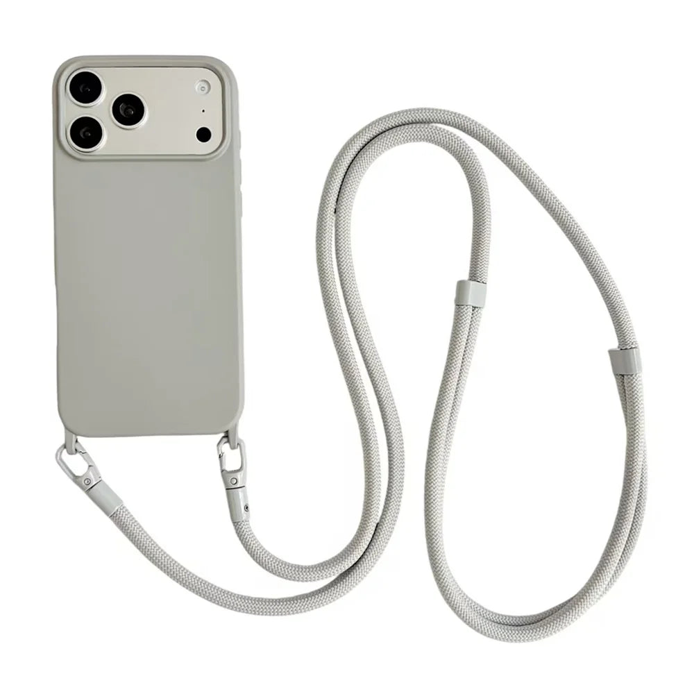 Solid Color Phone Case With Hanging Rope Can Be Slung Diagonally For Iphone 17Promax 17Air 16 Promax 15 14 13 17 Pro Shockproof Oasis Select