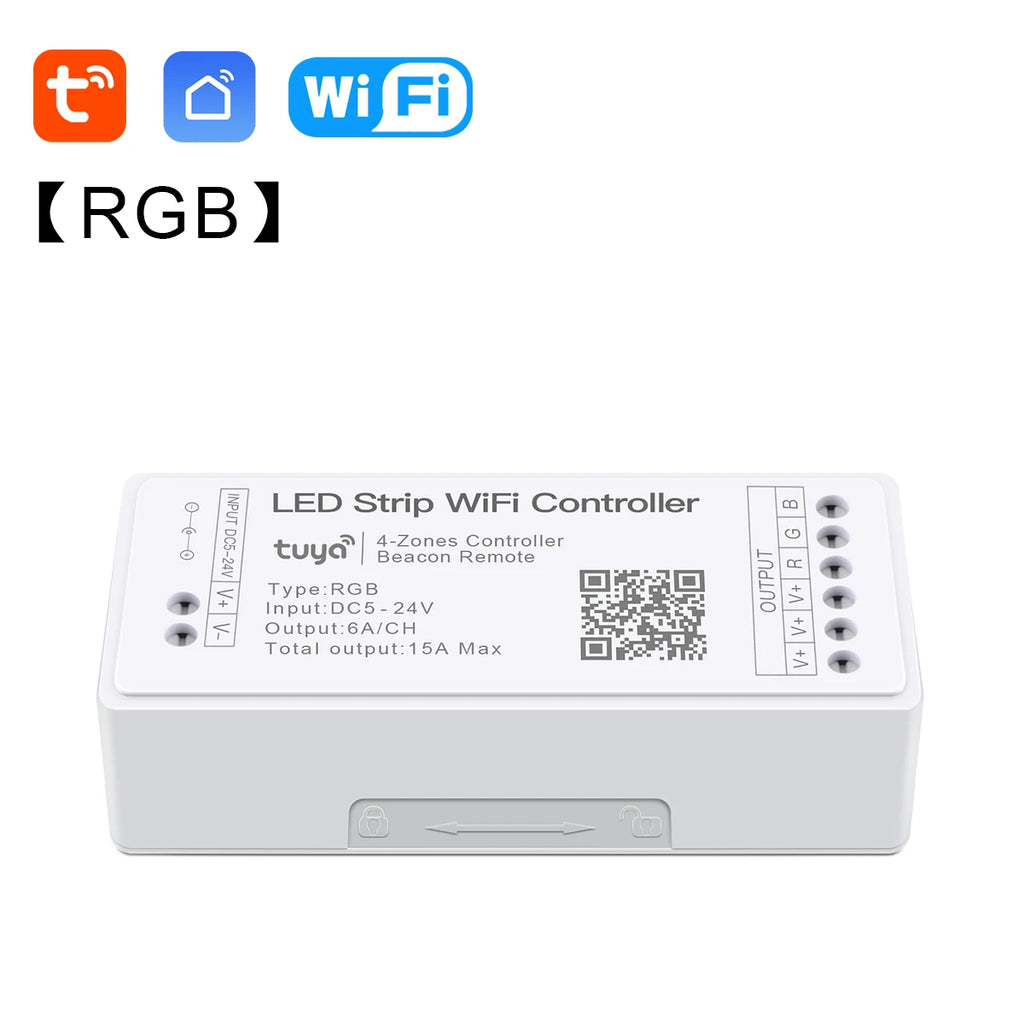 WiFi LED Controller DC12V-24V Tuya Single Color CCT RGB RGBW RGBCCT Tape Light APP & Voice Control Bluetooth for Smart Home Oasis Select RGB Controller