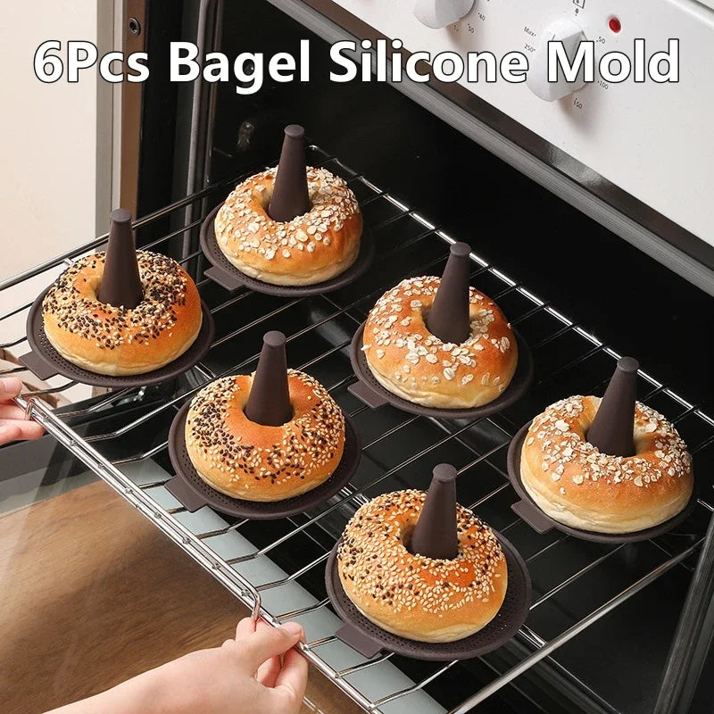 6Pcs Bagel Tools Silicone Mold Set Conical Shape Baking Cake Mousse Pudding Mold Donut Making Home Kitchen Silicone Molds Oasis Select