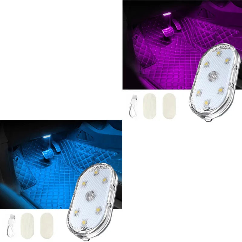 1/2pcs LED Touch Light Hand Car Roof Ceiling Lamp Indoor Car Lighting Night Reading Light Reading Lamp Car Interior Lights Oasis Select ice blue-purple