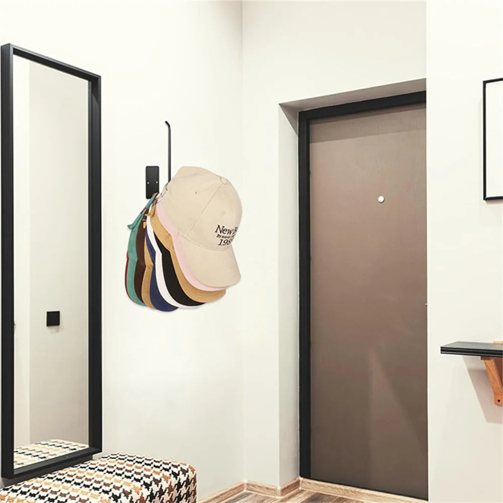 No Punching Baseball Cap Hat Rack Wall Mounted Casual Hat Clothing Jewelry Storage Hook Bathroom Kitchen Bedroom Storage Rack Oasis Select