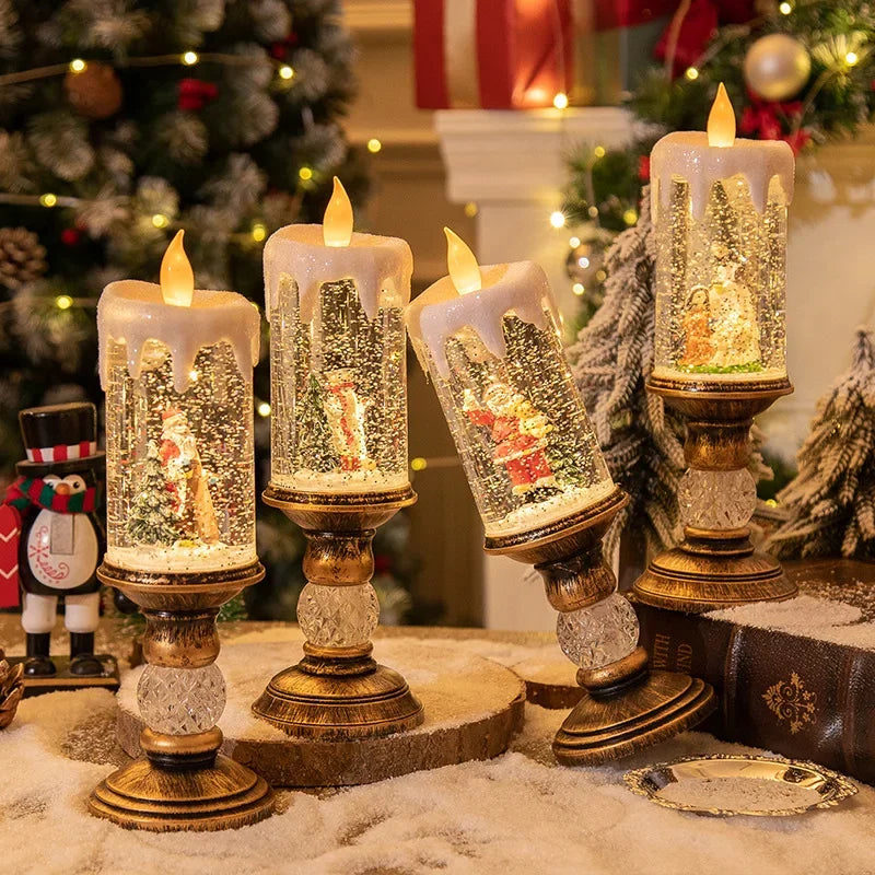 Christmas Decorations Candles Christmas Crystal Snow Lights Children's Birthday Christmas Gifts Scene Layout Holiday Decoration Oasis Select