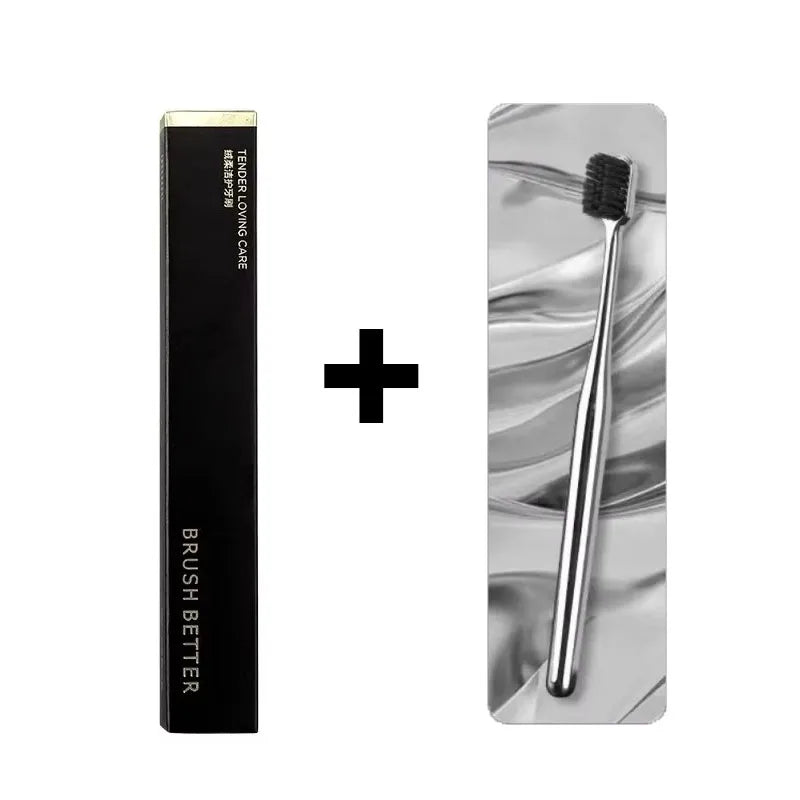 1/2/3/4pcs Advanced Luxury Adult Soft Bristle Manual Toothbrush Sensitive Gum Deep Cleaning Family Oral Care Travel Portable Oasis Select 1pcs Silver black