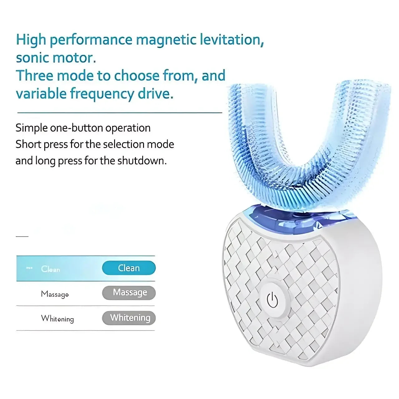Ultrasonic Toothbrush,U Shape Toothbrush Ultrasonic Teeth Cleaner Teeth Whitening Lamp Adult Electric Automatic Toothbrush Oasis Select