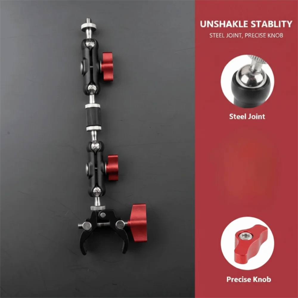 Photography Accessories With Double Ball Head Camera Metal Super Clamp Mount Light Camera Magic Arm Metal Black Camera Mount Mic Oasis Select