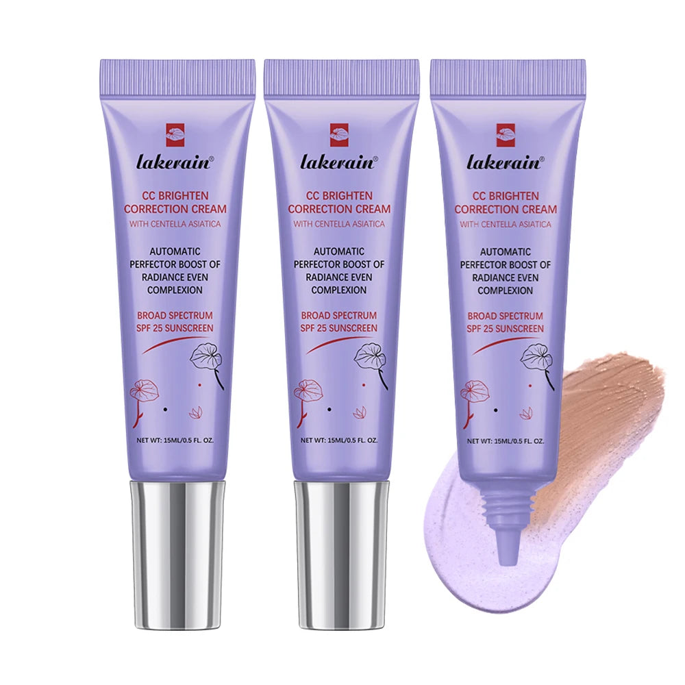 3Pcs /Set CC Cream Centella Korean Makeup Foundation Foundation Cream for Face Base Makeup Color Changing Liquid Foundation Oasis Select 3pcs 1