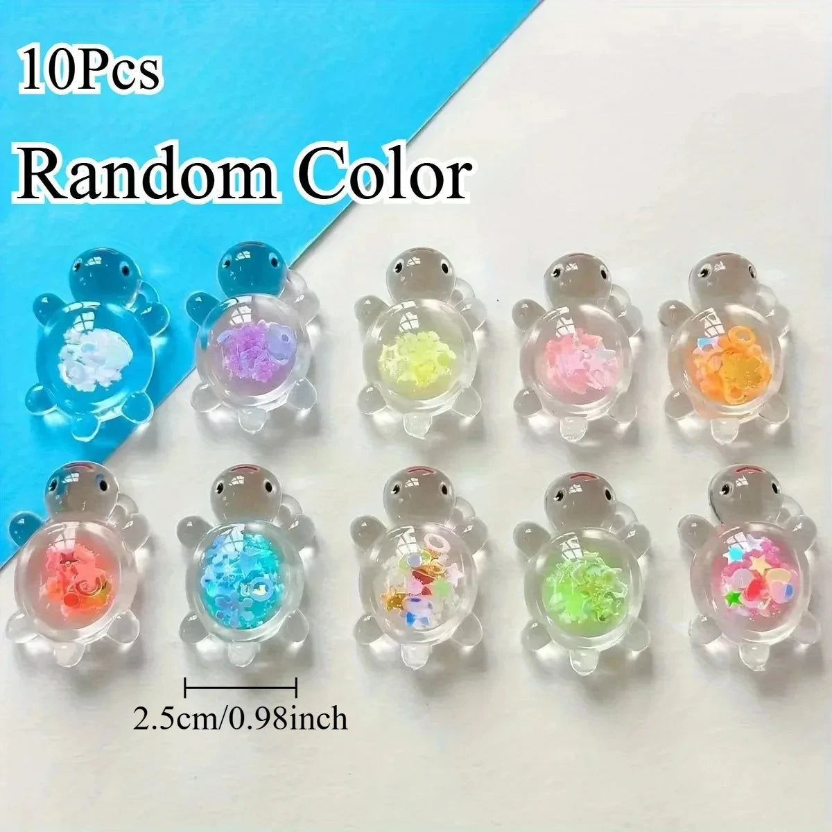 New Trendy Night Light Transparent Glitter Small Turtle Desktop Ornament Student Gift Small Reward Fluorescent Turtle Oasis Select 10pcs mix