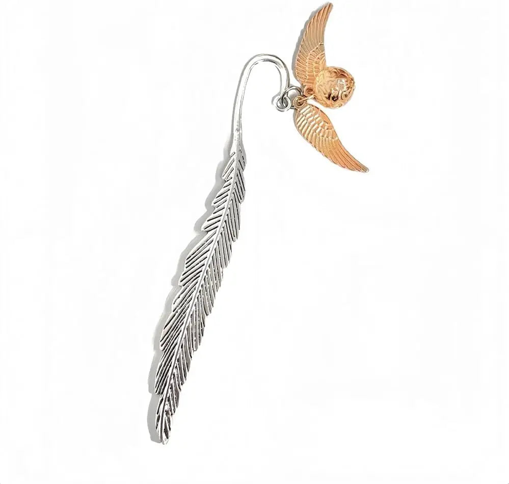 Magic Academy Metal Bookmark with Ornament Golden Snitch Hogwarts Reading Gift Christmas Stocking Book Lover Gift (Silver/Gold) Oasis Select Special Edition