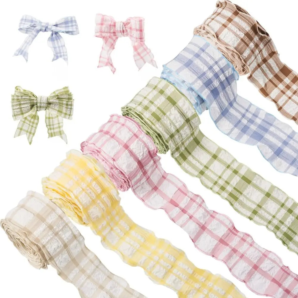 10 Yard Plaid Ribbon 4CM Width Reusable Roll of Satin Ribbon Gift Wrapping Bouquets Easy Cut Gingham Ribbons Oasis Select