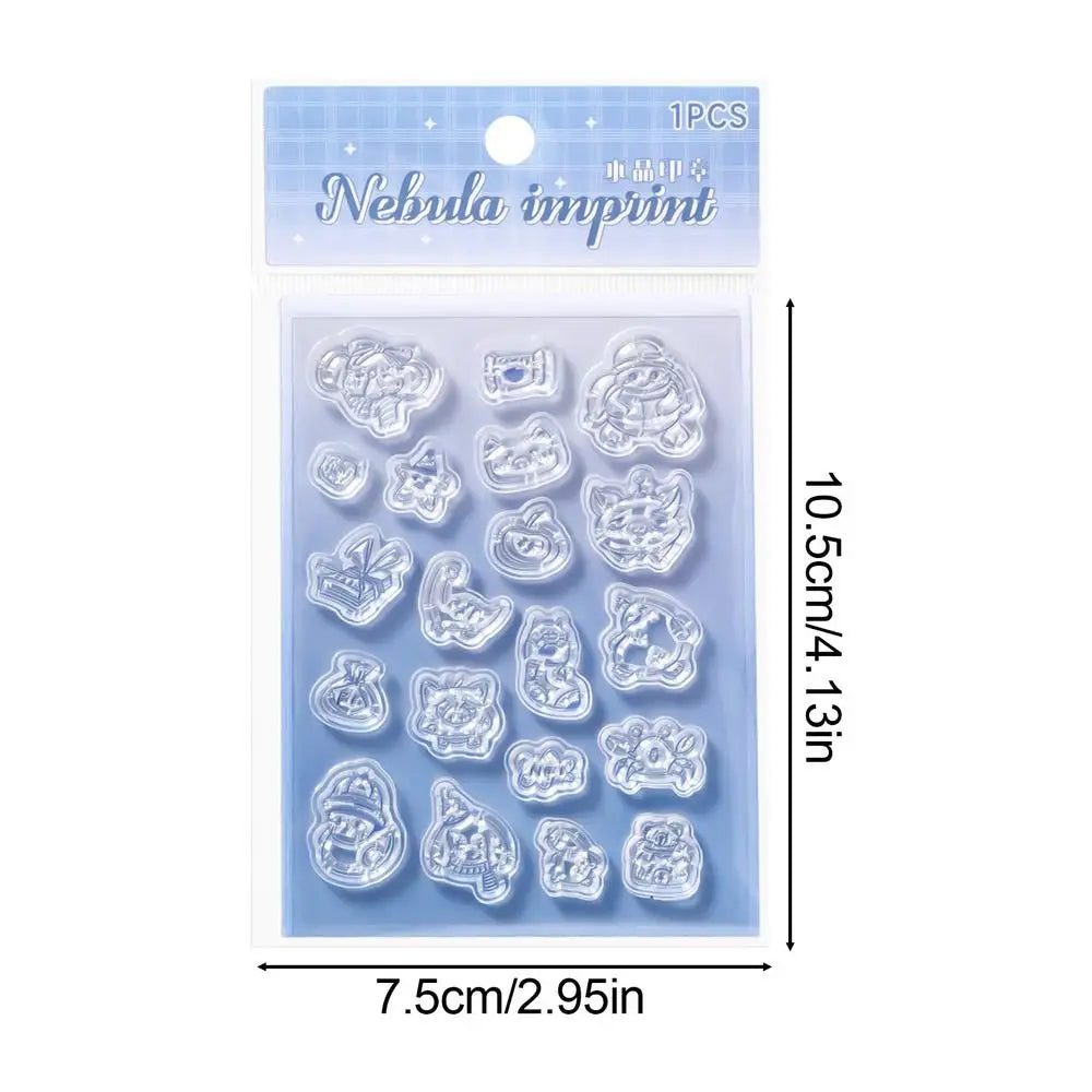 Clear Stamps Journaling Stamps Silicone Cute Clear Decor Acrylic Handle Reading Journal Supplies for Books Making Notebook Oasis Select Red