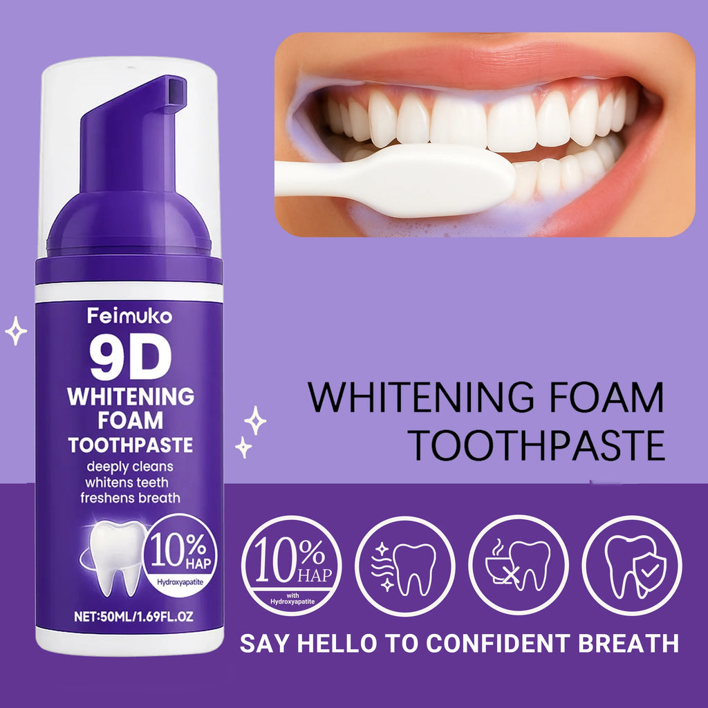 FEIMUKO 9D Whitening Mousse Toothpaste – Plaque & Stain Removal Whitening Mousse Toothpaste Oasis Select