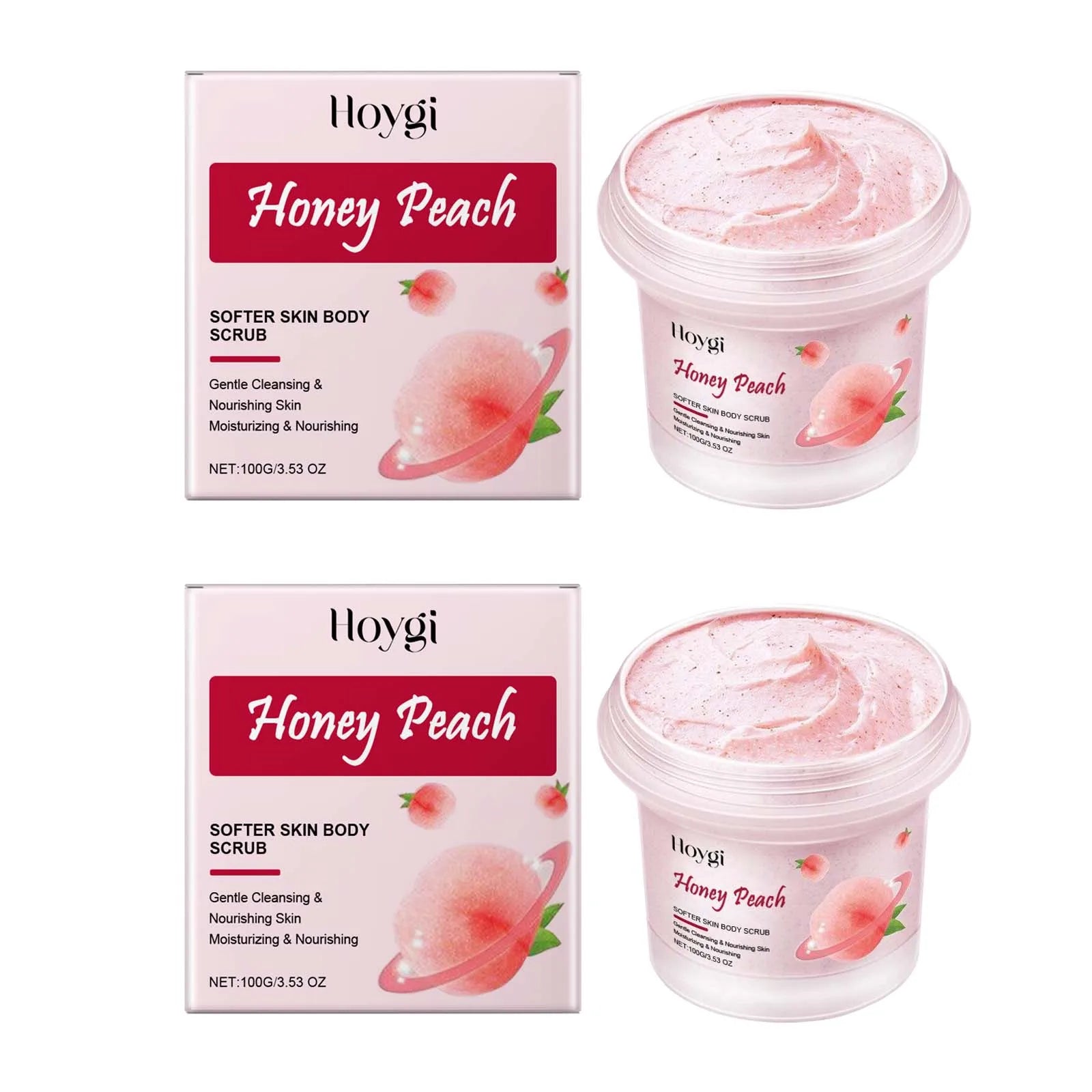 Honey Peach Softer Skin Body Scrub Gentle Exfoliating Cleanser Brightening Deep Cleaning Moisturizing Shiny Smooth Body Scrub Oasis Select 2 x 100g boxed