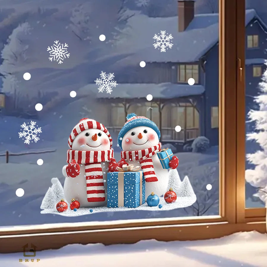 2026 Christmas New Santa Claus Snowman Spanish and German Holiday Greetings Window Display Static Window Stickers Oasis Select