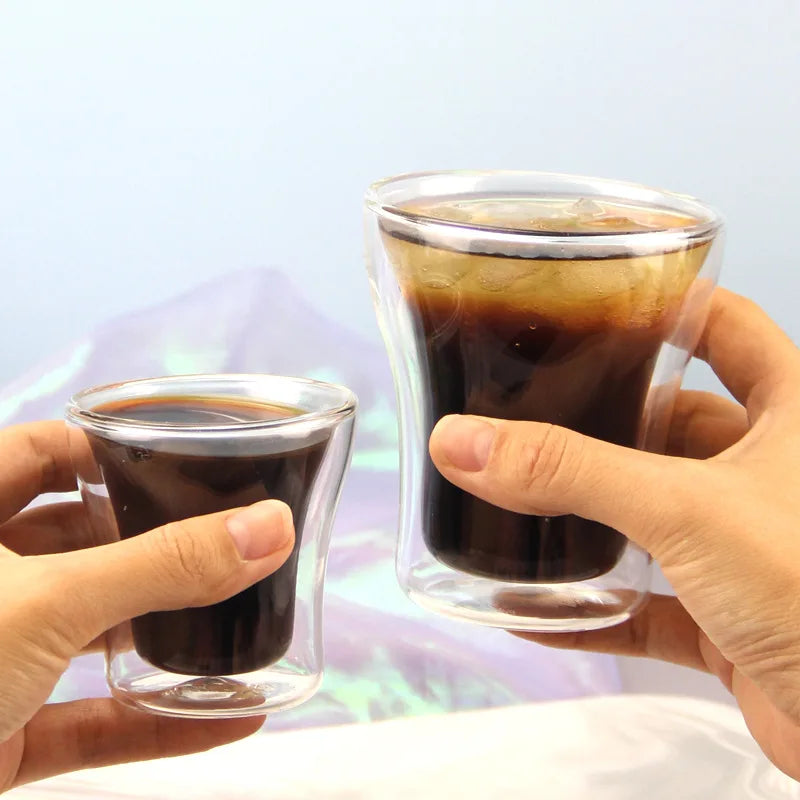 100/200/250ml Double Wall Glass Cup Durable Heat Resistant Beer Wine Cocktail Thermal Tea Milk Drink Mug for Home Coffee Cup Oasis Select
