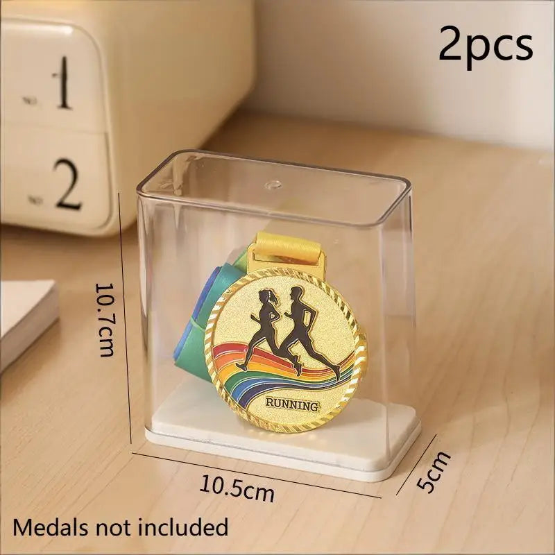 1/2pcs Medal Display Case Dustproof Storage Box for Badge Honor Trophy Showcase Stand for Home Office Gift Collection Oasis Select 2pc