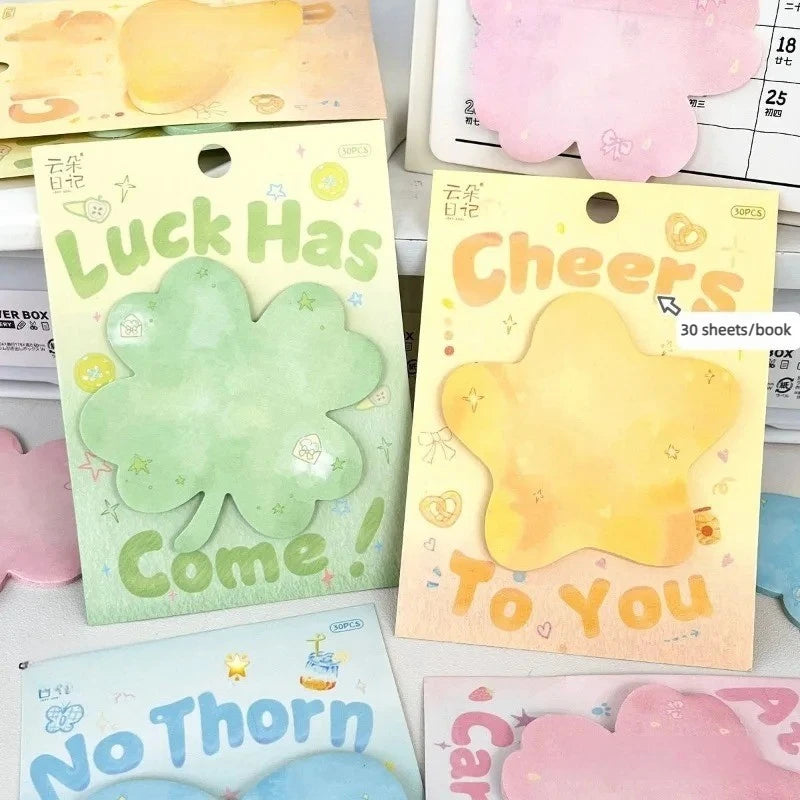 30 Sheets of Paper Special-shaped Notes Ins High-value Students Simple Korean Sticky Message Journaling Stationery Stickers Oasis Select