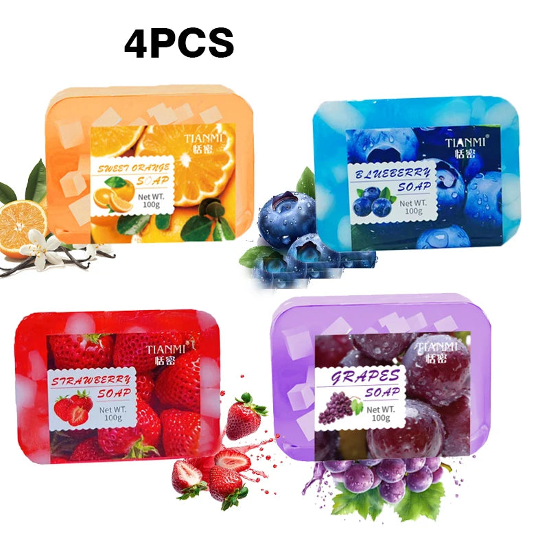 4PCS fruit jelly soap, deeply cleanses and removes makeup, bathes the whole body, moisturizes and nourishes Oasis Select