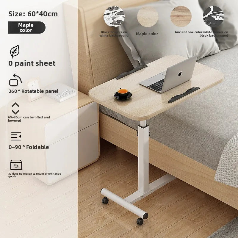 Multi-functional Standing Simple Portable Laptop Computer Desk Bed Computer Desk Floor Mobile Lift Bedside Table Durable Oasis Select T02 wood grain